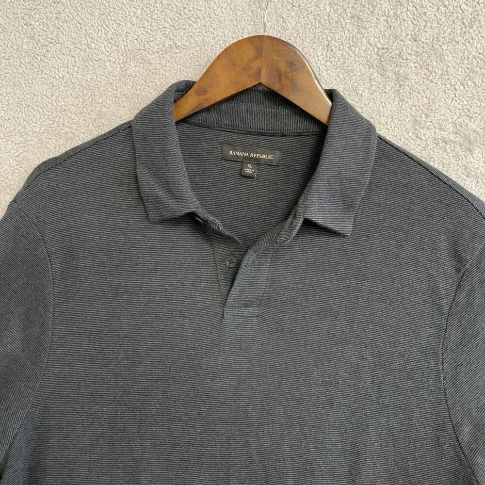 NWOT Banana Republic Men's XL Polo Shirt 100% Cotton Pinstriped
